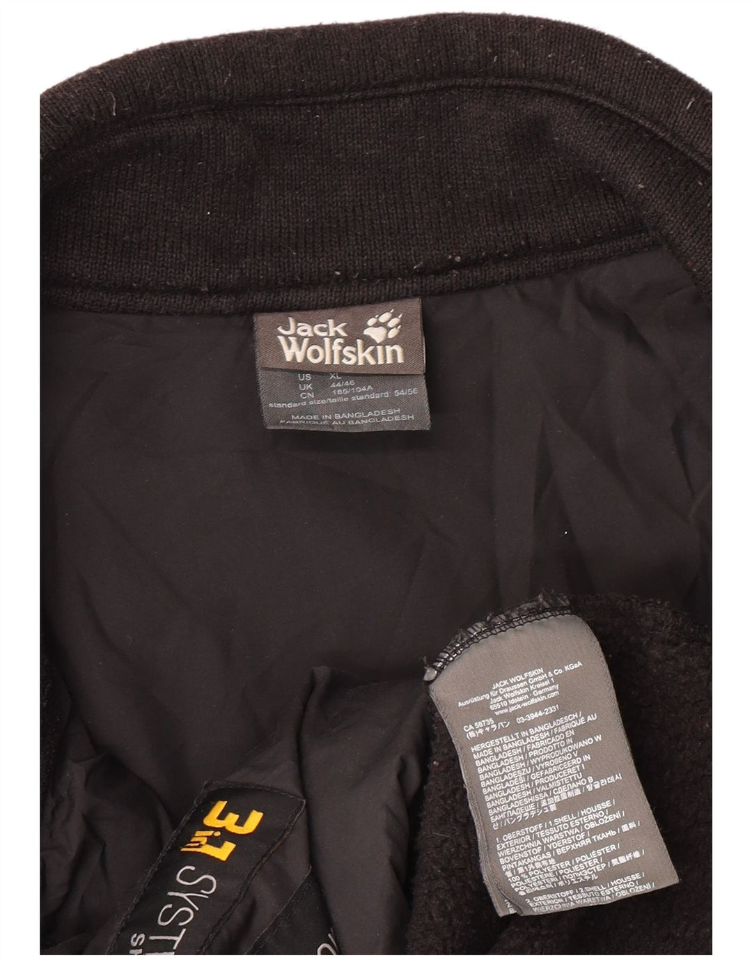 Jaqueta de lã masculina JACK WOLFSKIN Reino Unido 44/46 XL poliéster preto