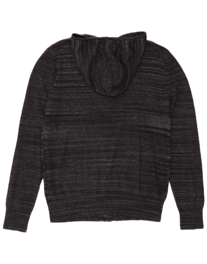 Suéter cardigã masculino All Saints com capuz, algodão listrado preto médio