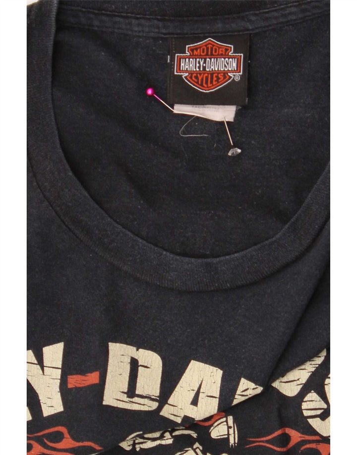 Camiseta gráfica masculina Harley Davidson Top médio algodão azul marinho