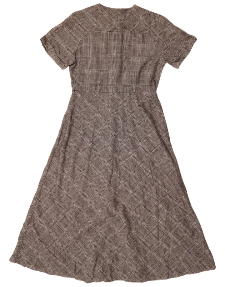 Vestido feminino Massimo Dutti evasê EU 40 lã houndstooth cinza médio