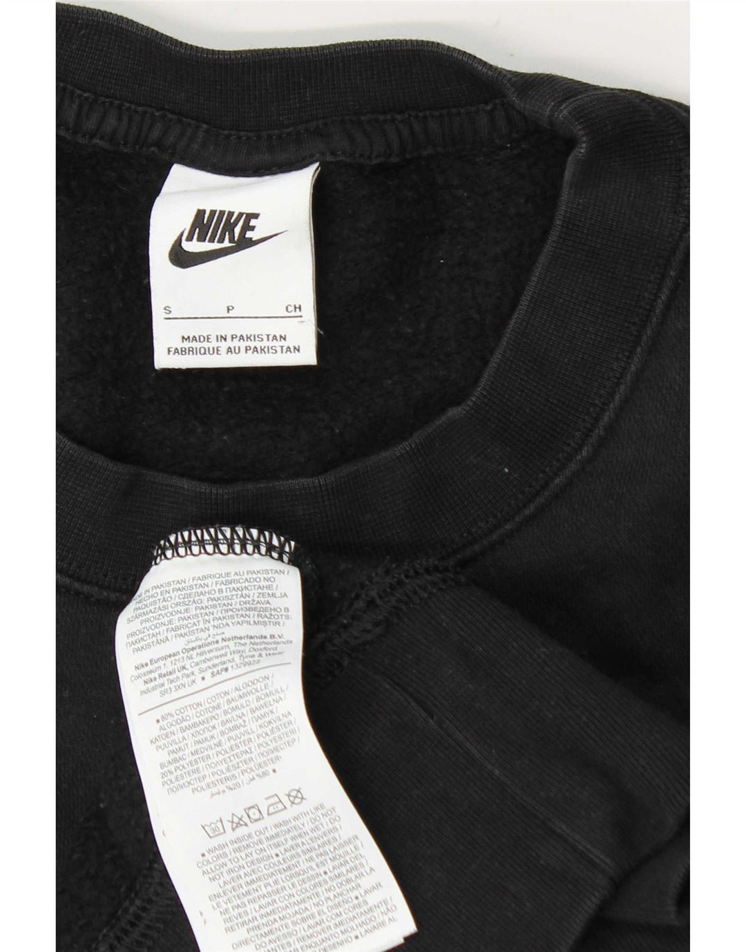 Nike feminino oversized moletom jumper reino unido 10 pequeno algodão preto