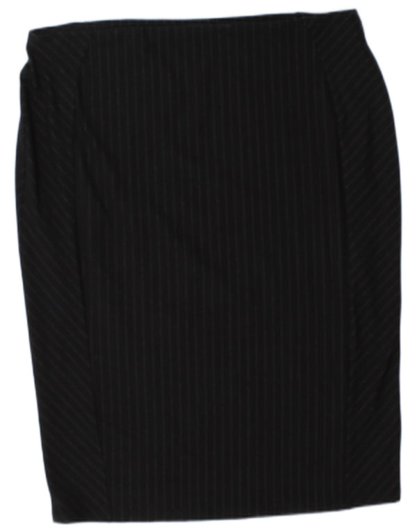 Saia lápis feminina Marks & Spencer UK 18 XL W38 viscose listrada preta