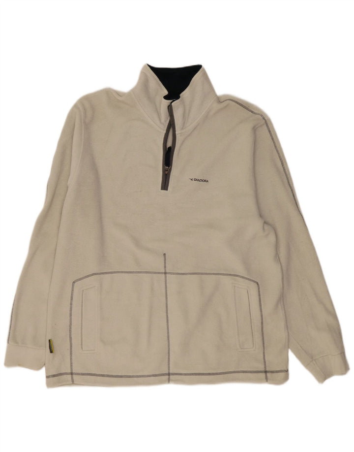 Suéter de lã masculino Diadora com zíper e pescoço 2XL poliéster branco