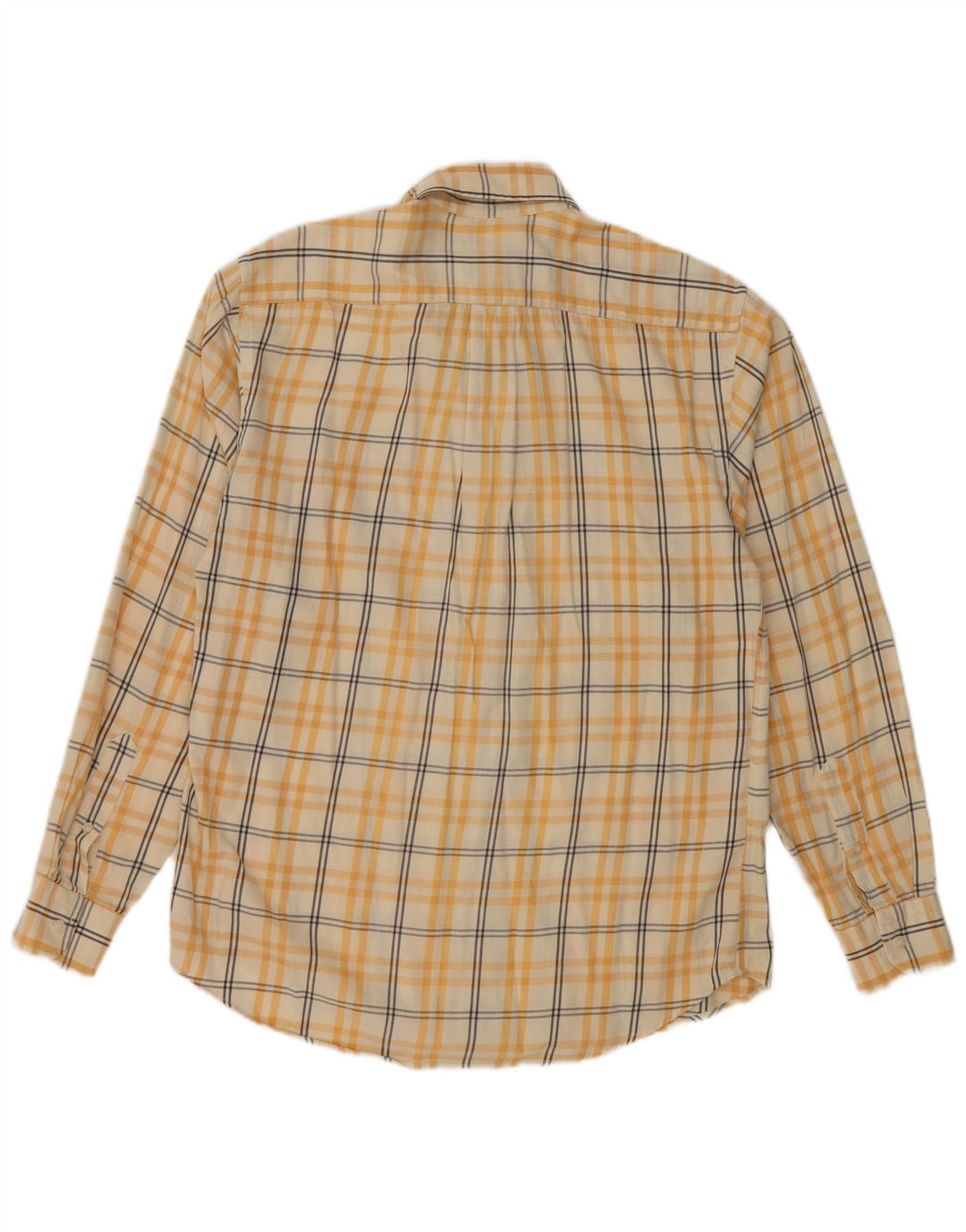 Camisa masculina VINTAGE de algodão xadrez amarelo médio
