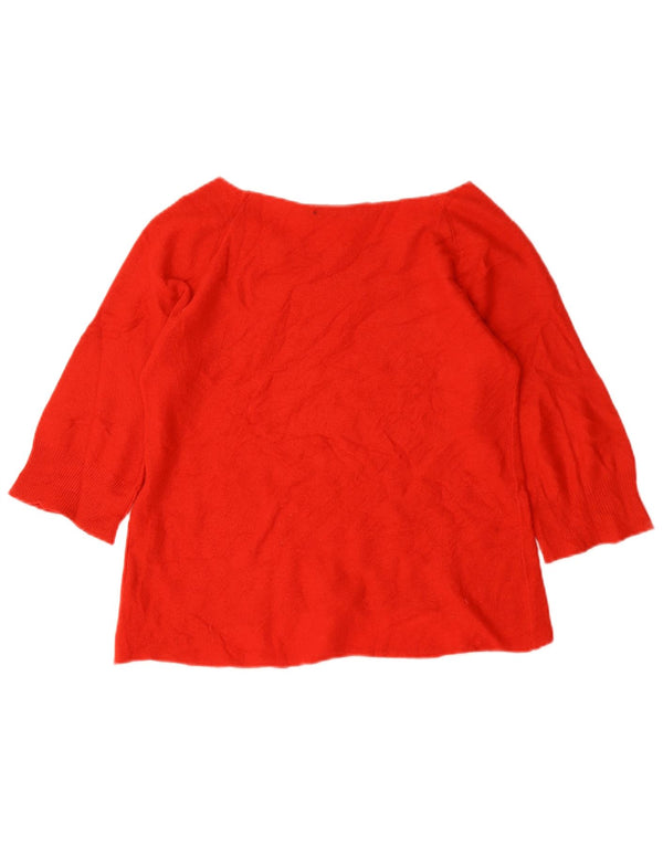 Ralph Lauren Suéter feminino manga 3/4 com gola canoa Reino Unido 10 pequeno vermelho