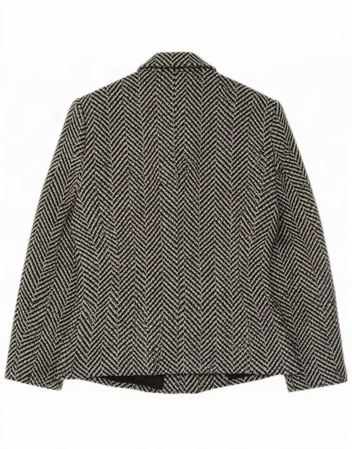 Jaqueta blazer feminina vintage de 3 botões IT 42 espinha de peixe preta média
