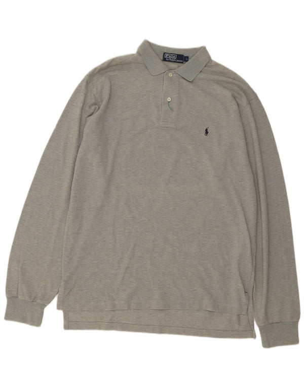 Polo Ralph Lauren Camisa masculina de manga comprida regular fit grande cinza clássico
