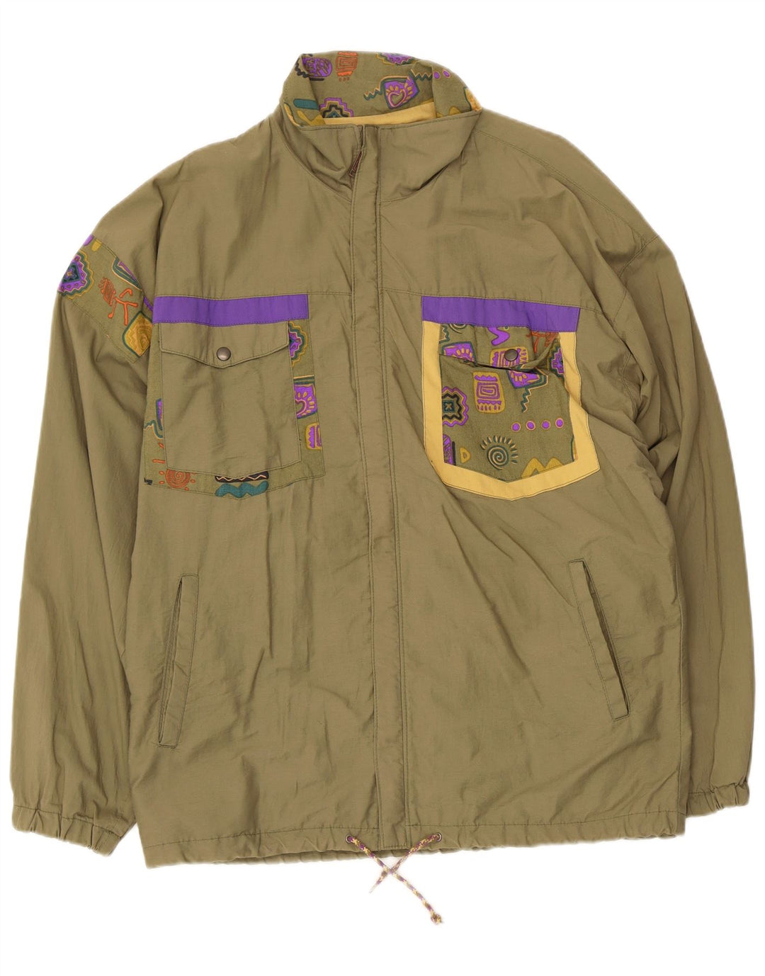 Cider Mens Utility Jacket EU 46 Pequeno Algodão Geométrico Cáqui
