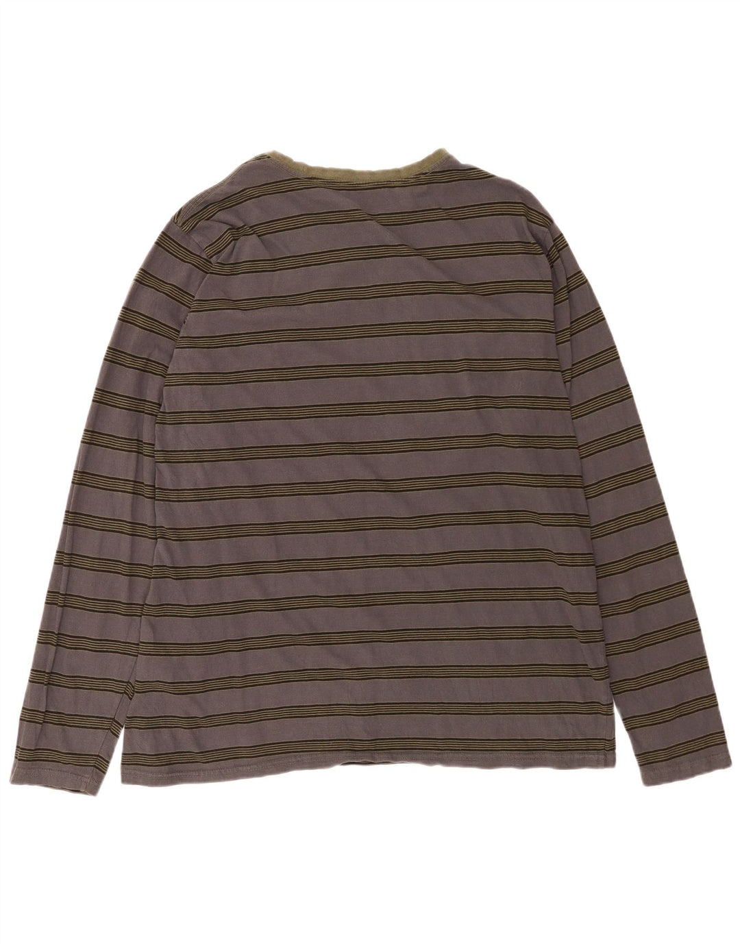 Top masculino Volcom manga comprida 2XL algodão listrado cinza