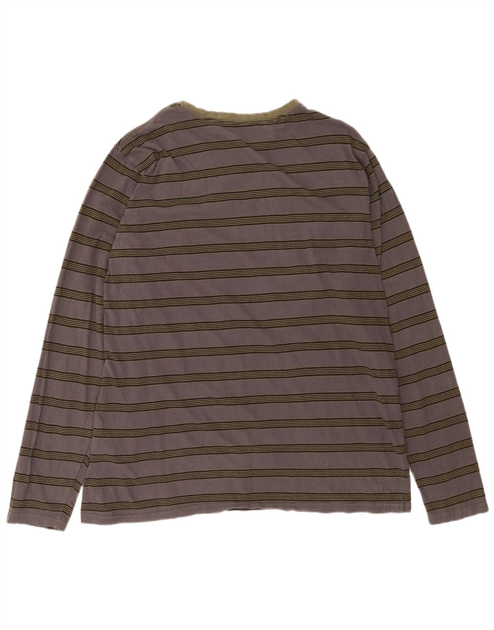Top masculino Volcom manga comprida 2XL algodão listrado cinza