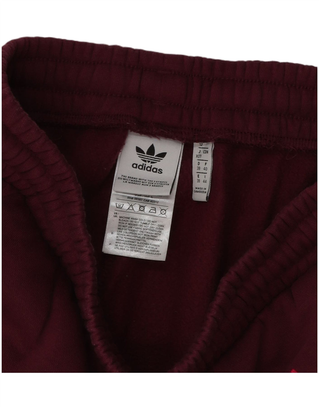 ADIDAS Womens Graphic Tracksuit Calças Joggers Reino Unido 12 Médio Borgonha