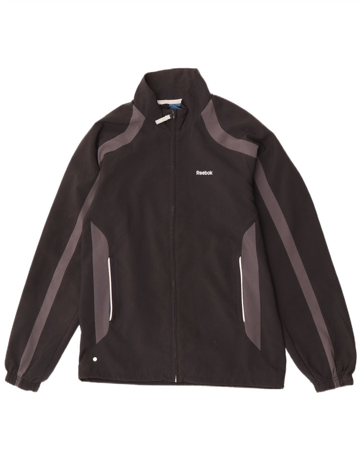 Reebok Mens Tracksuit Top Jacket Pequeno Poliéster Colorblock Preto