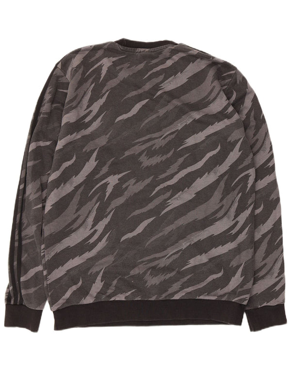 Adidas Mens Moletom Jumper Médio Cinza Animal Print Algodão
