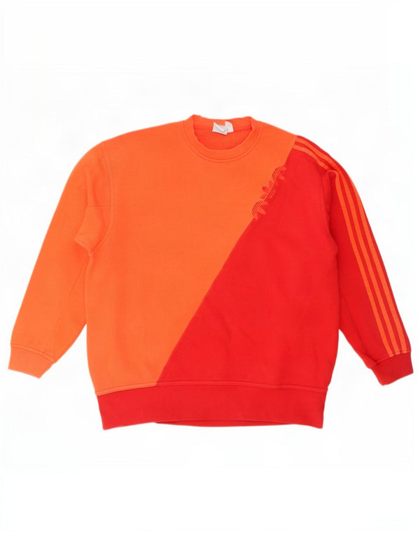 Adidas feminino gráfico moletom jumper UK 8 pequeno laranja colorblock