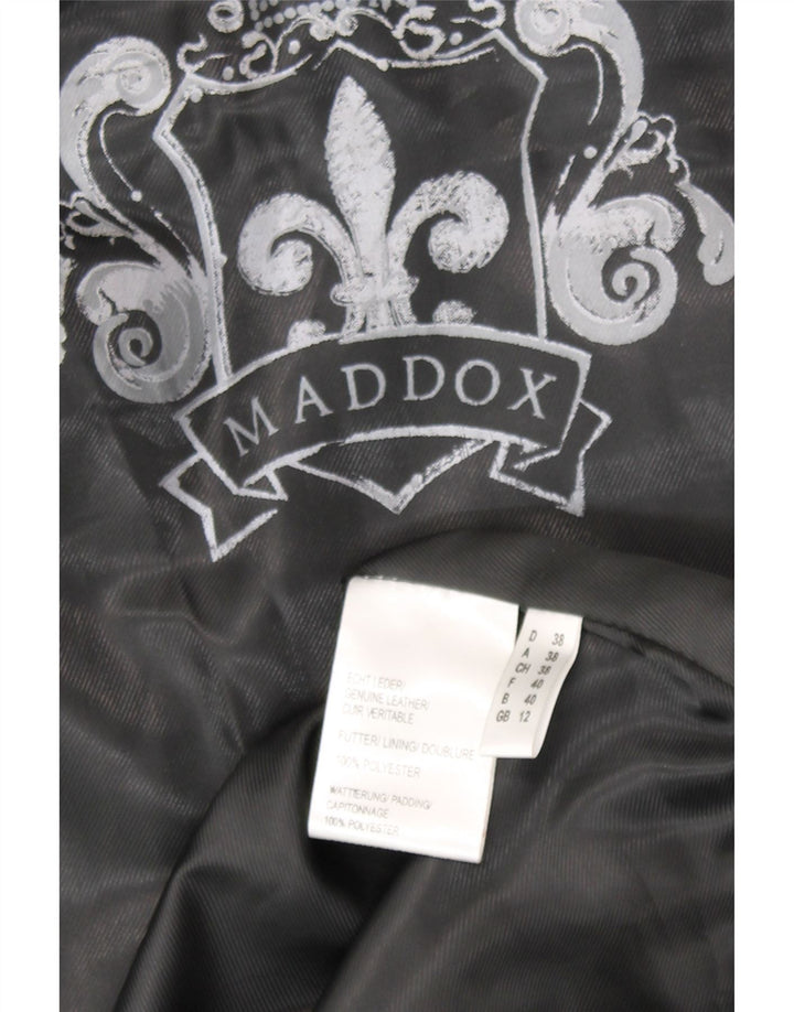 Casaco acolchoado de couro com capuz feminino Maddox Reino Unido 12 couro preto médio