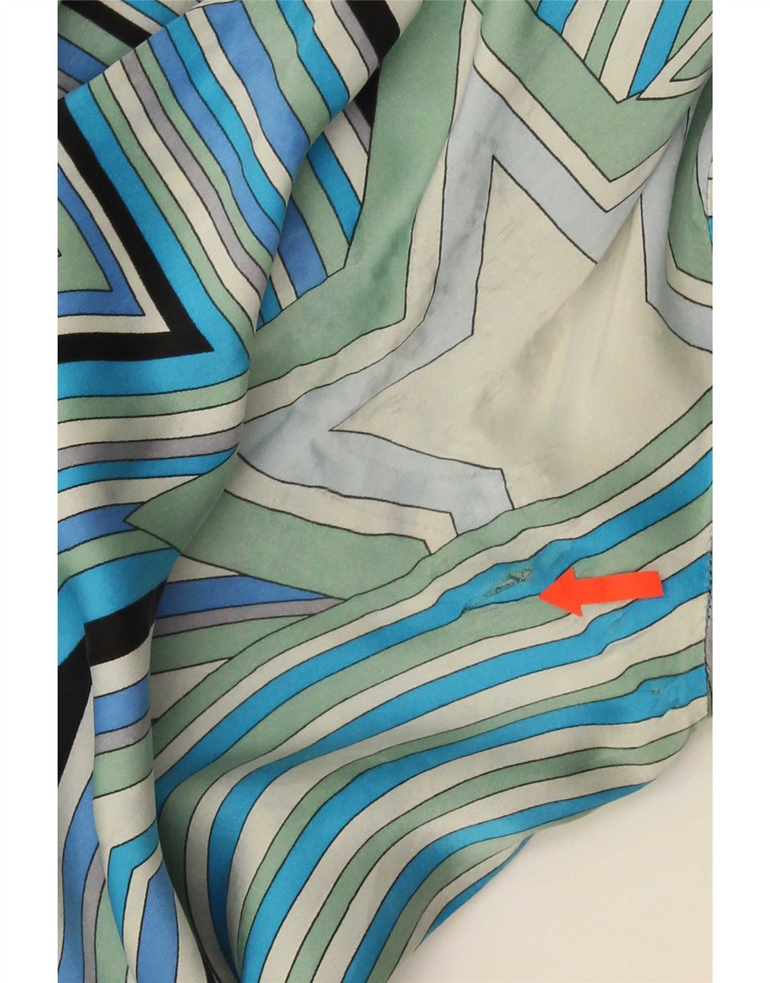 Camisa Vintage Feminina UK 20 2XL Azul Geométrica