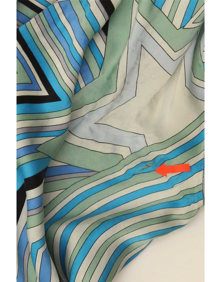 Camisa Vintage Feminina UK 20 2XL Azul Geométrica