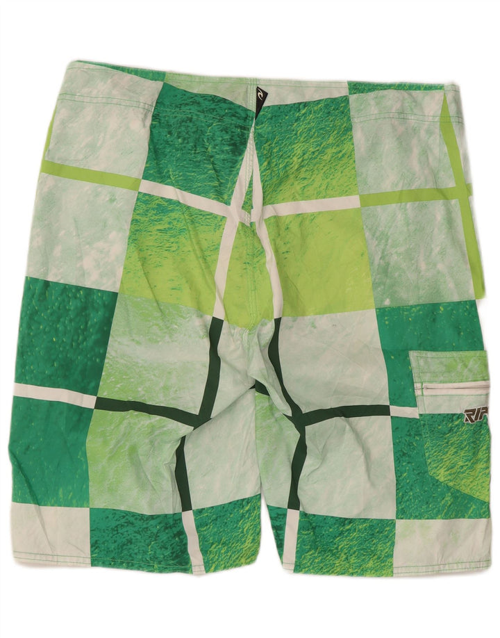 Rip Curl Shorts de natação masculino gráfico grande poliéster xadrez verde