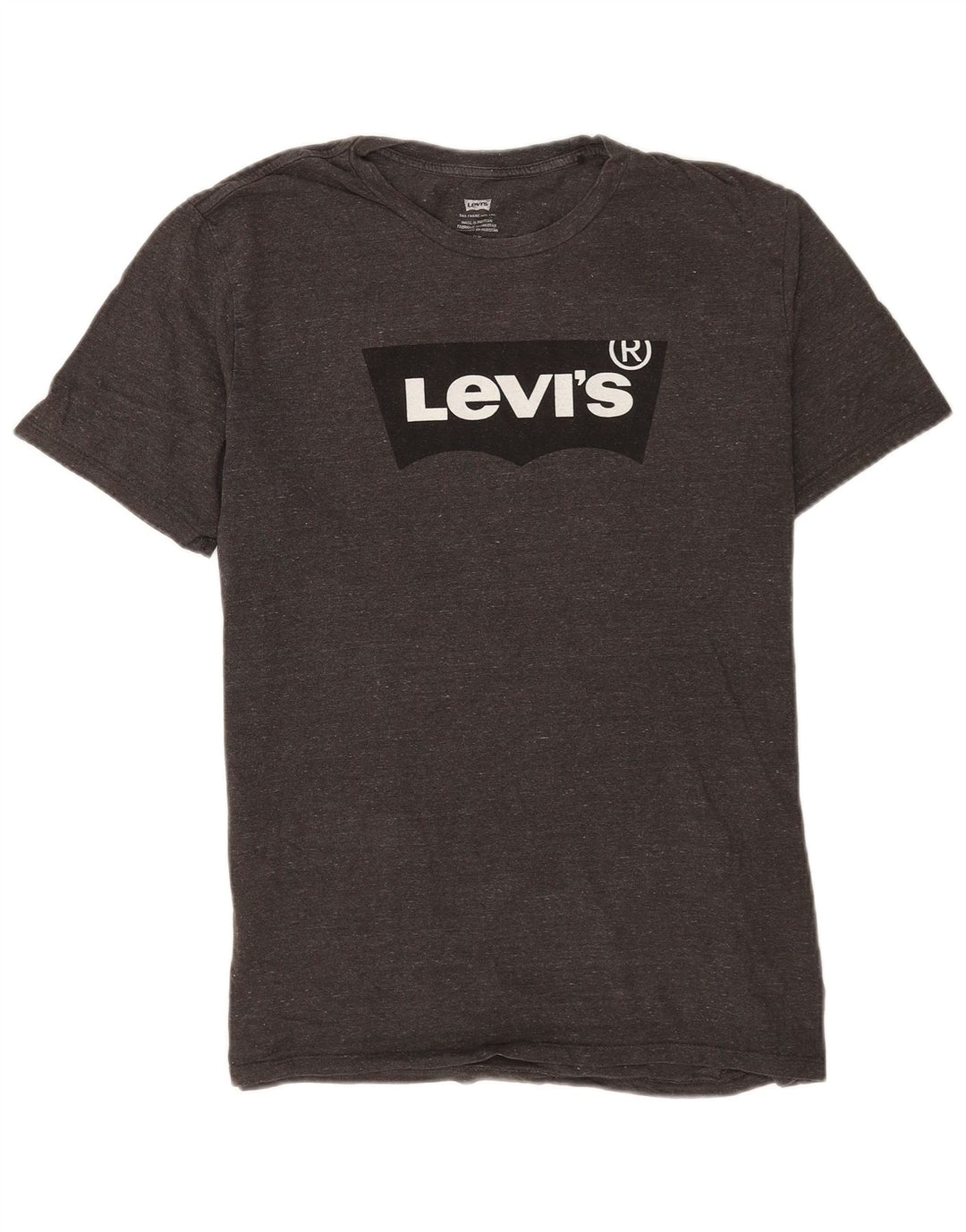 Camiseta gráfica masculina Levi's Top grande algodão manchado cinza