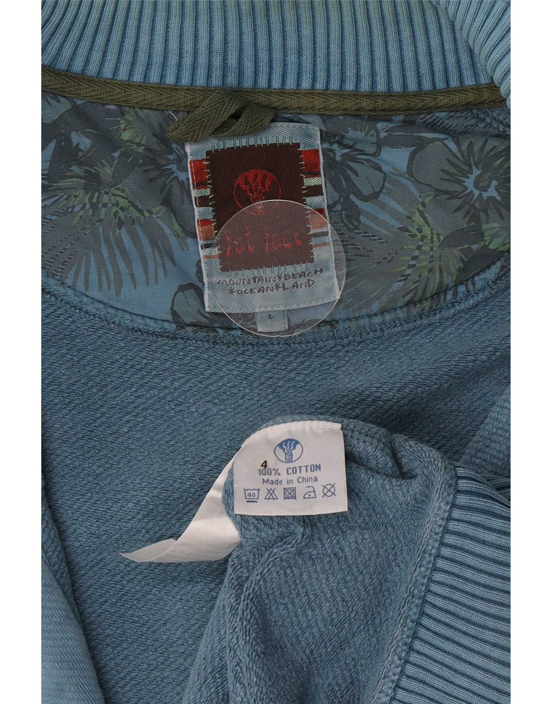Fato de treino masculino Fat Face Top Jacket grande algodão azul