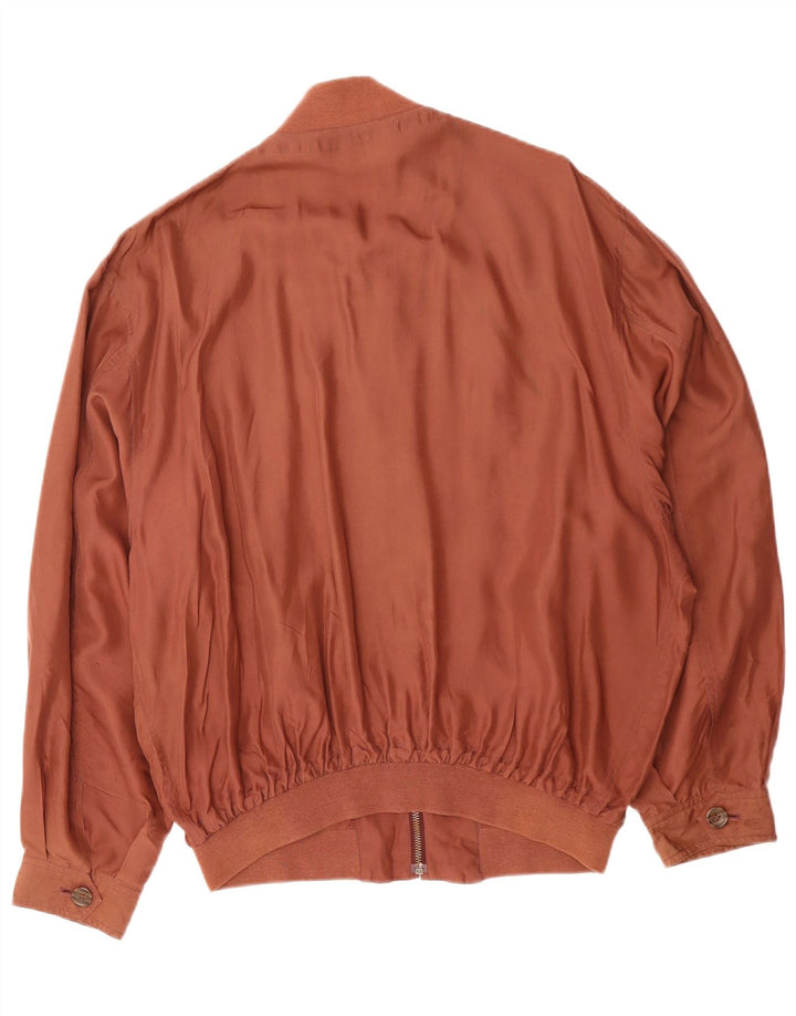 Jaqueta bomber masculina VINTAGE UK 40 grande seda marrom