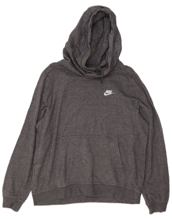 NIKE Mens Hoodie Jumper Grande Algodão Cinza