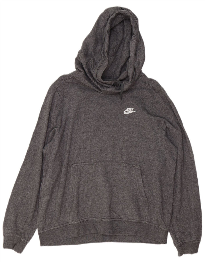 NIKE Mens Hoodie Jumper Grande Algodão Cinza