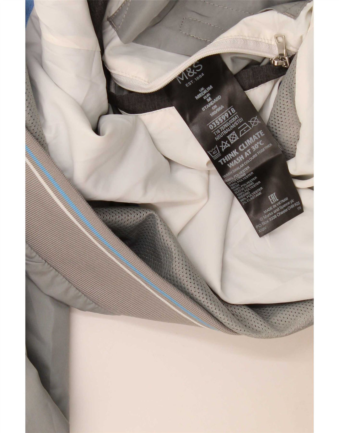 Jaqueta bomber masculina Marks & Spencer Reino Unido 38 poliéster cinza médio