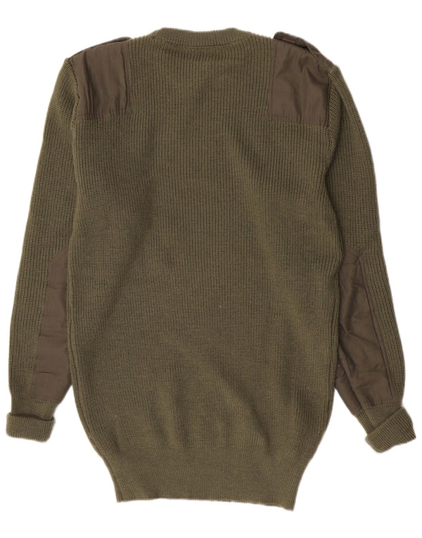 Suéter vintage masculino militar com gola redonda IT 56 2XL lã cáqui