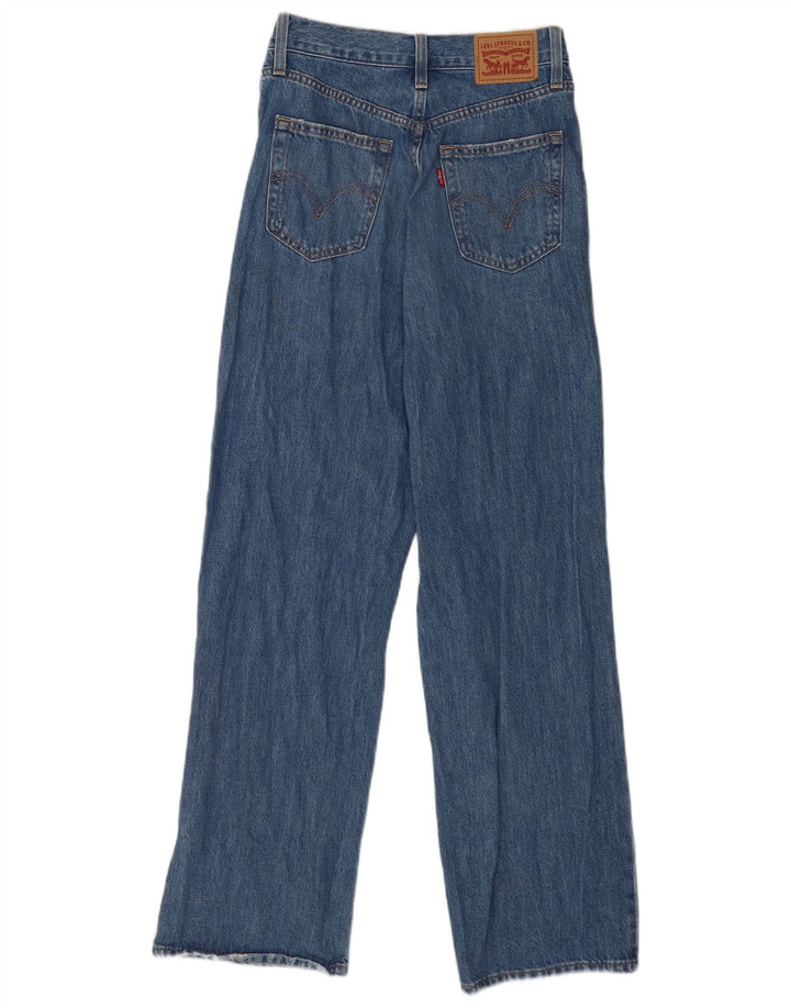 Calça jeans reta feminina Levi's com cintura alta desgastada W26 L31 algodão azul
