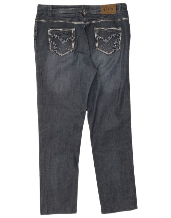 CARLA FERRONI Jeans Slim Feminino IT 50 XL W34 L29 Azul Marinho