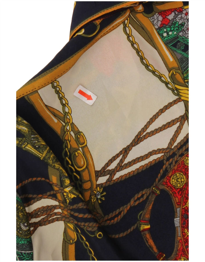 Blusa feminina VINTAGE com estampa abstrata UK 14 média multicolorida