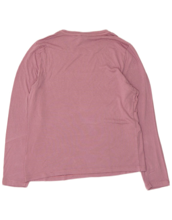 Top feminino Marks & Spencer manga comprida Reino Unido 16 grande viscose rosa