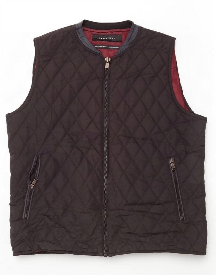 Colete acolchoado masculino Zara UK 42 XL preto
