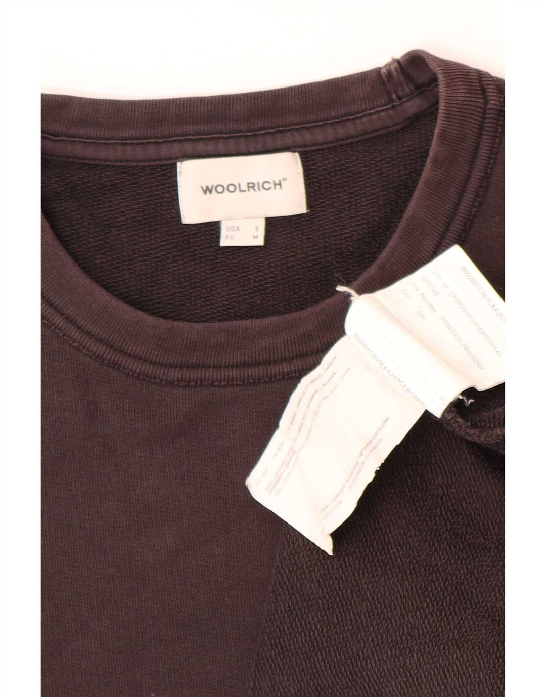 Woolrich masculino solto ajuste moletom jumper pequeno algodão marrom