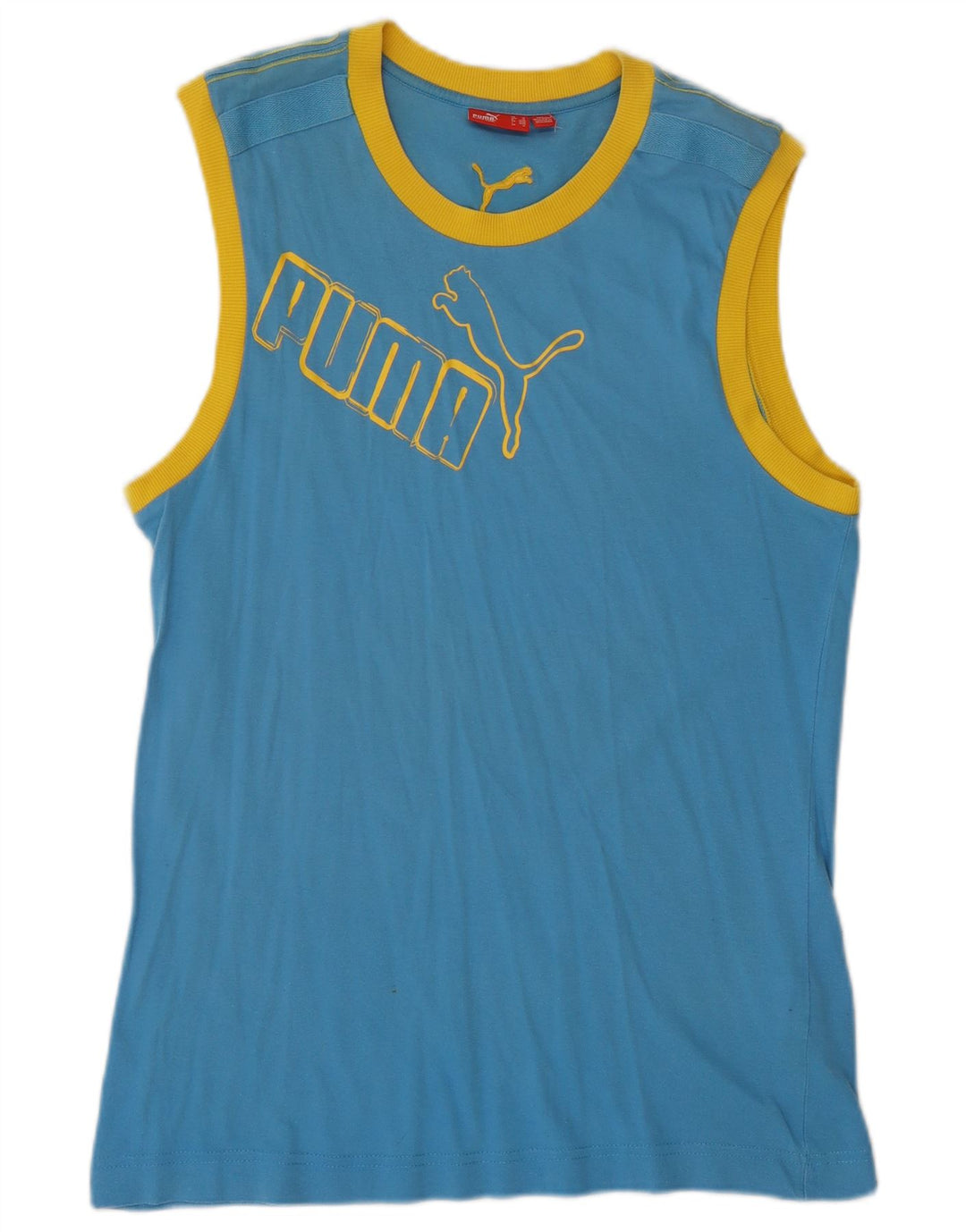 Puma masculino gráfico colete top médio azul colorblock algodão