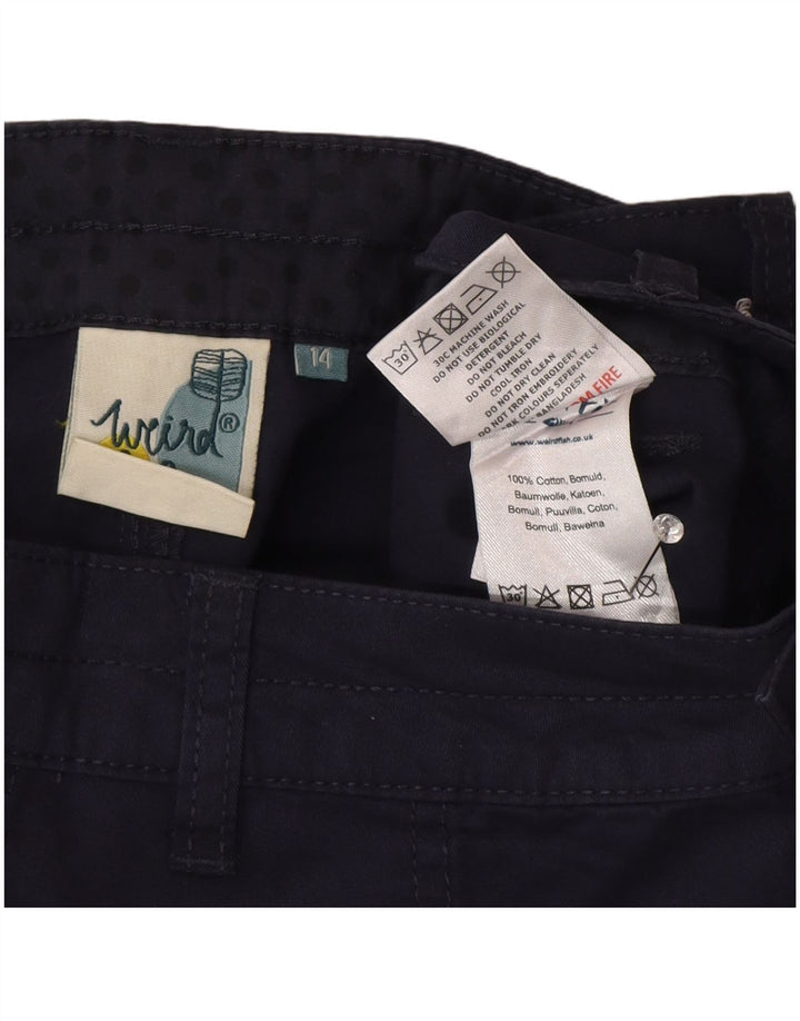 Shorts cargo feminino Weird Fish UK 14 grande W34 azul marinho algodão