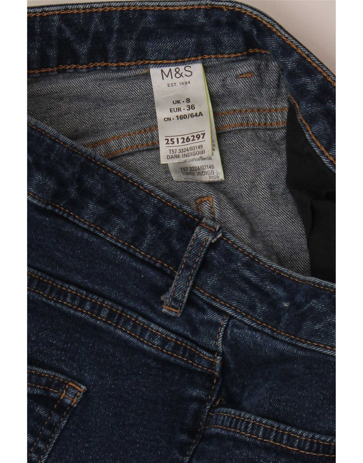 Shorts jeans feminino Marks & Spencer UK 8 pequeno W28 algodão azul