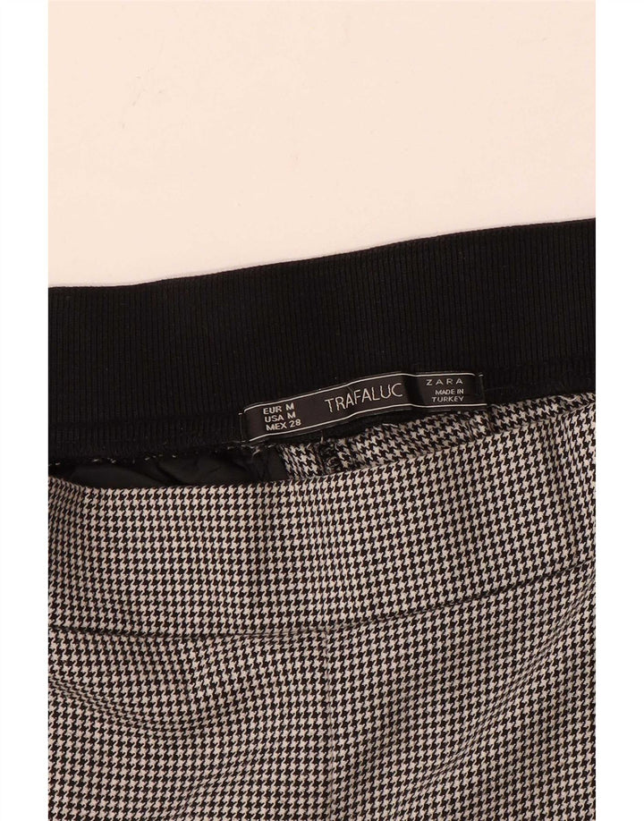 Zara Calça feminina Trafaluc cônica média W30 L30 preta Houndstooth