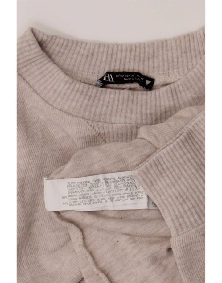 Blusa feminina Zara Top UK 14 poliéster cinza médio