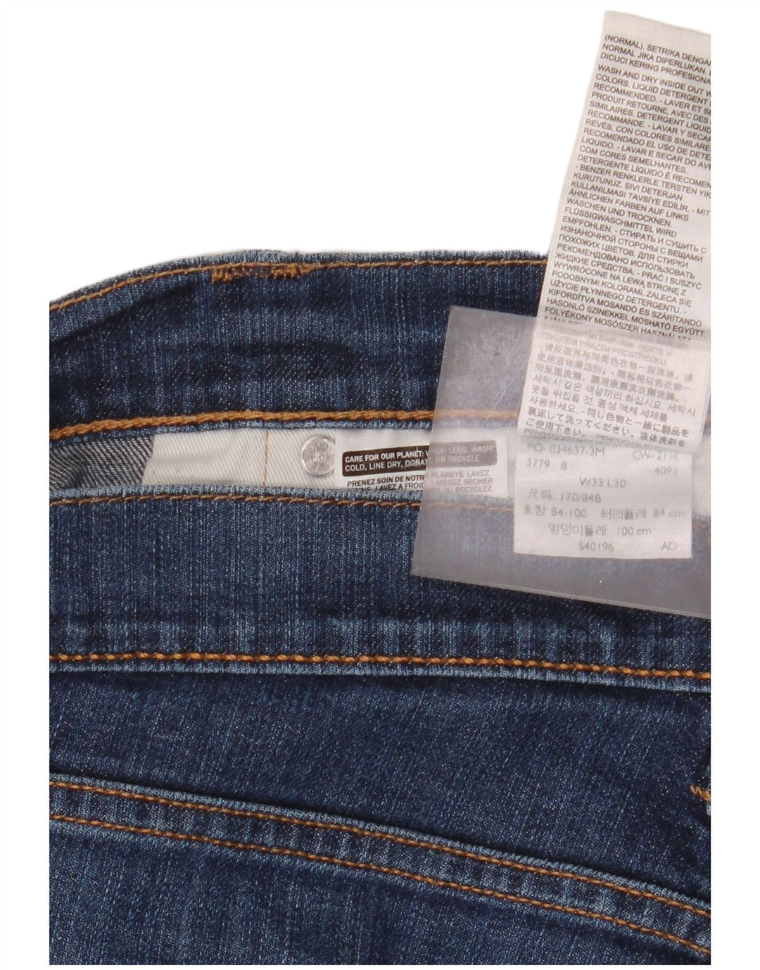Calça jeans reta masculina Levi's W33 L30 azul algodão