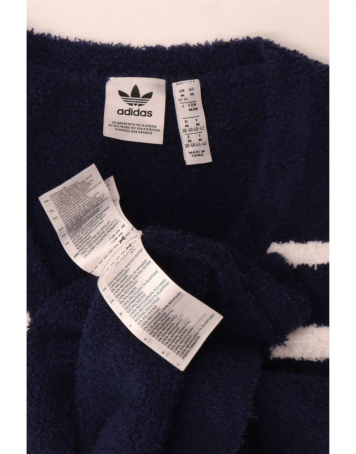 Adidas Womens Vest Tank Top UK 12 Médio Azul Marinho Listrado Poliéster