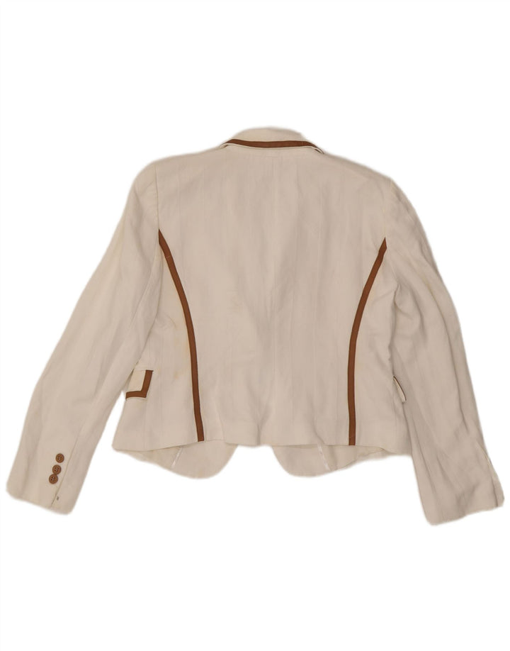 Jaqueta blazer feminina Zara com 1 botão Reino Unido 16 grande viscose branca