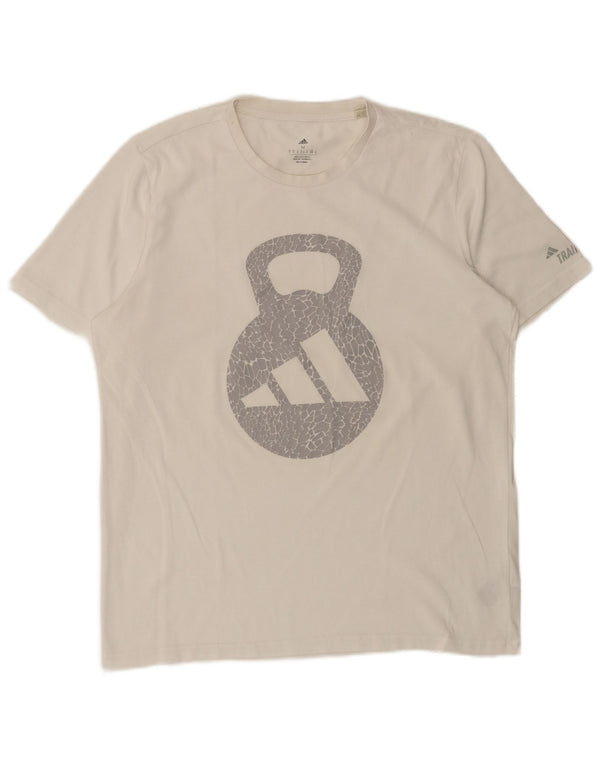 Adidas Mens Graphic T-Shirt Top Médio Algodão Branco
