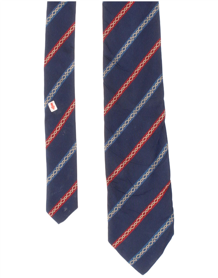 Gravata masculina Givenchy tamanho único azul listrado de seda clássico