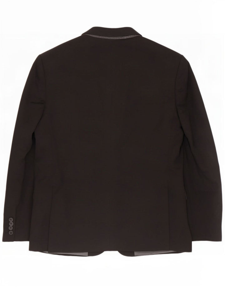 Jaqueta blazer masculina de 2 botões Marks & Spencer Reino Unido 44 XL preto poliéster