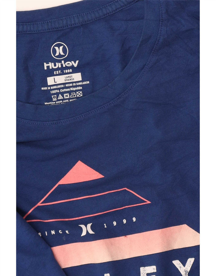 Hurley Camiseta masculina gráfica top grande algodão azul