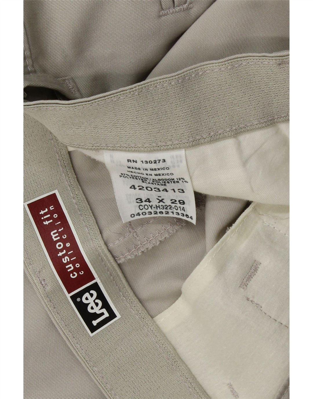LEE Mens Custom Fit Pegged Chino Trousers W34 L29 Beige Cotton Vintage Lee and Second-Hand Lee from Messina Hembry 
