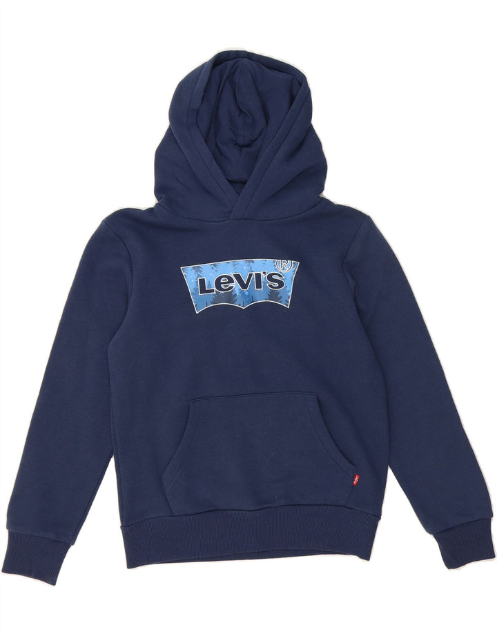 LEVI'S Boys Graphic Hoodie Jumper 11-12 Years Navy Blue Cotton Vintage Levi's and Second-Hand Levi's from Messina Hembry 