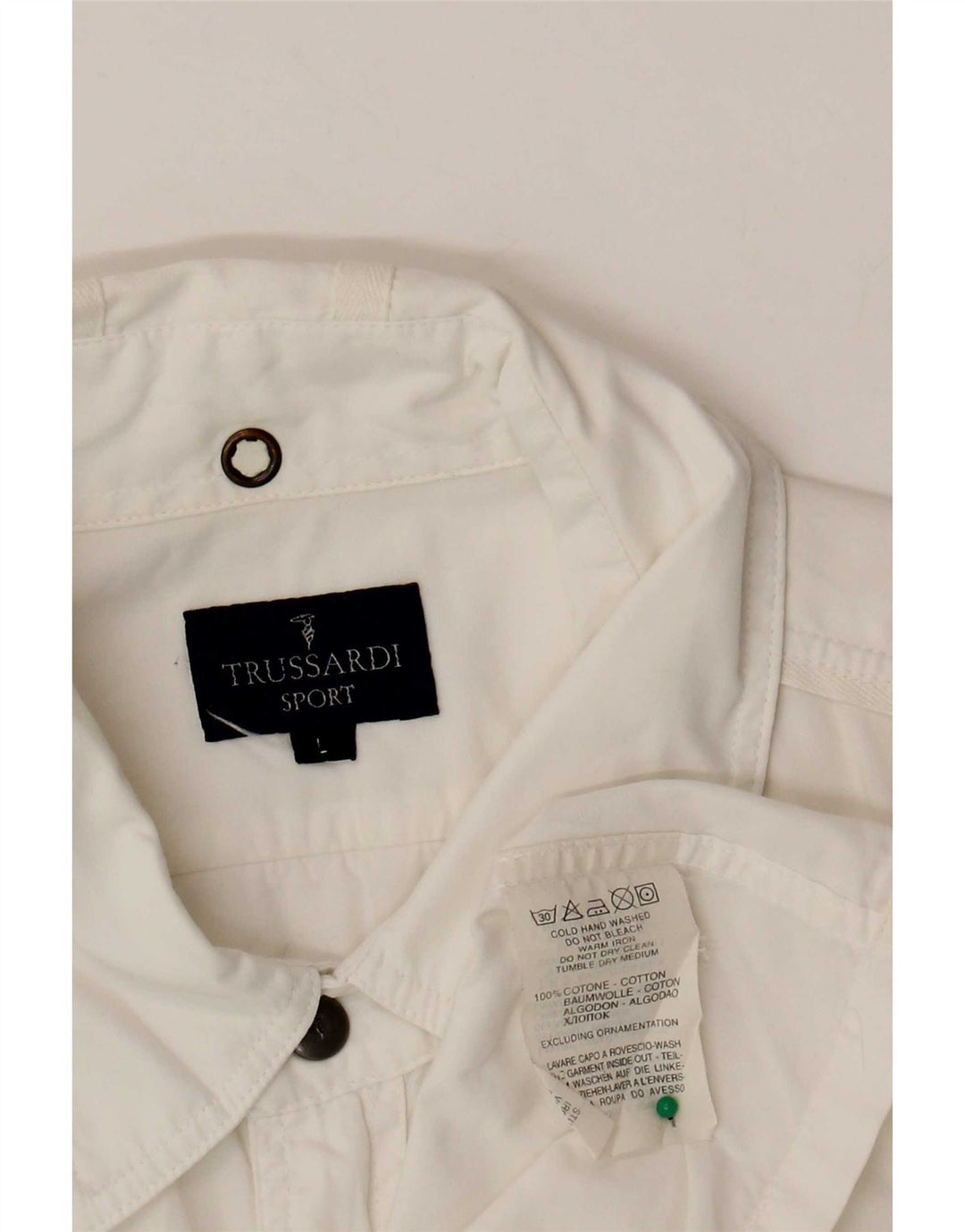 Camisa masculina Trussardi de manga curta grande algodão branco